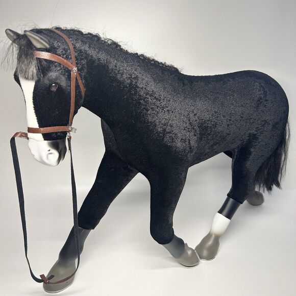 American Girl Black & White Velvet Horse 16” Retired 2008 Collectible w/ Lead - Picture 1 of 16